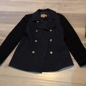Banana Republic Navy and Black Pea Coat with Gold Buttons